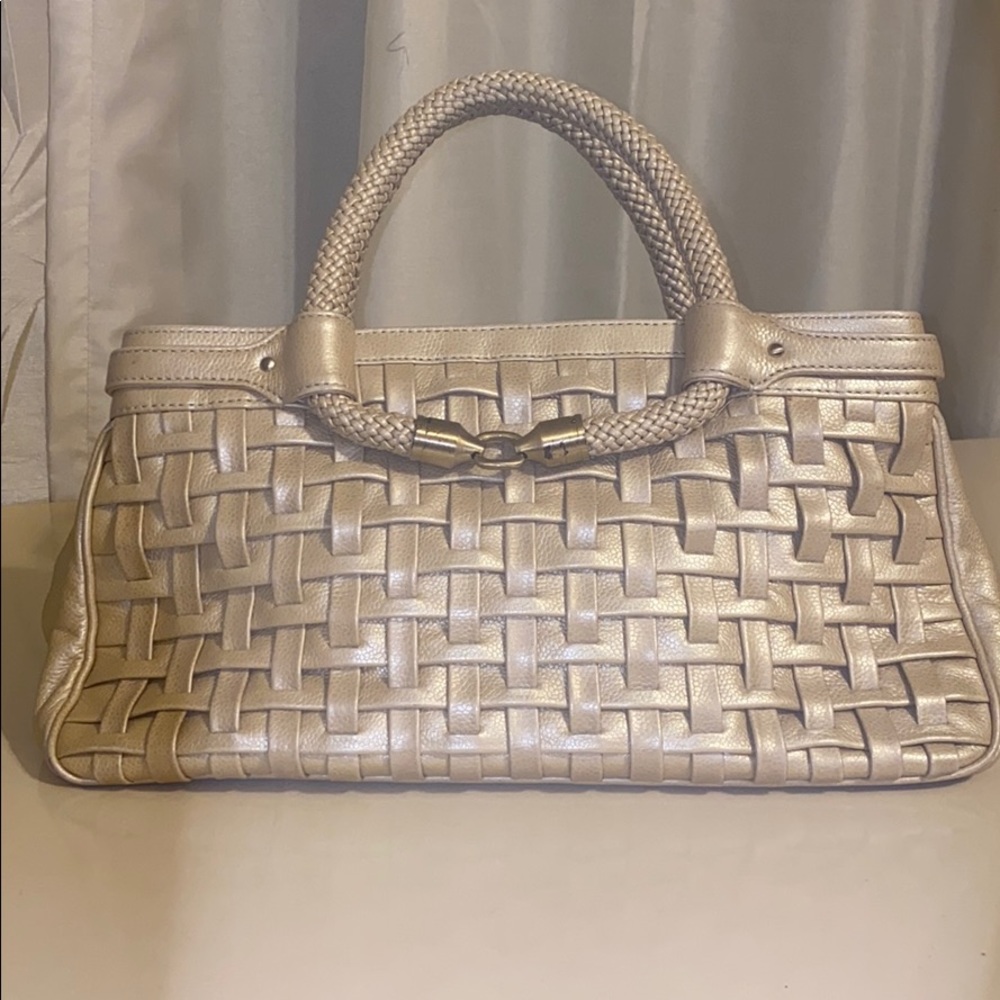 Cole Haan Beige Woven Leather Tote